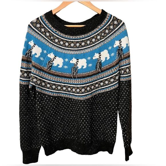 Holiday Time Fair Isle Polar Bear Crewneck Pullover Knit Winter Sweater. Small. - Picture 1 of 7